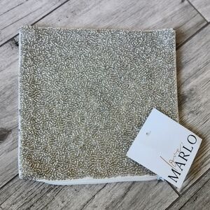Love, Marlo Bugle Beads Crushed Ice Silver Square Pillow Cover Sham New 8" x 8"